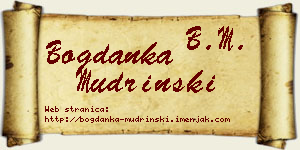 Bogdanka Mudrinski vizit kartica